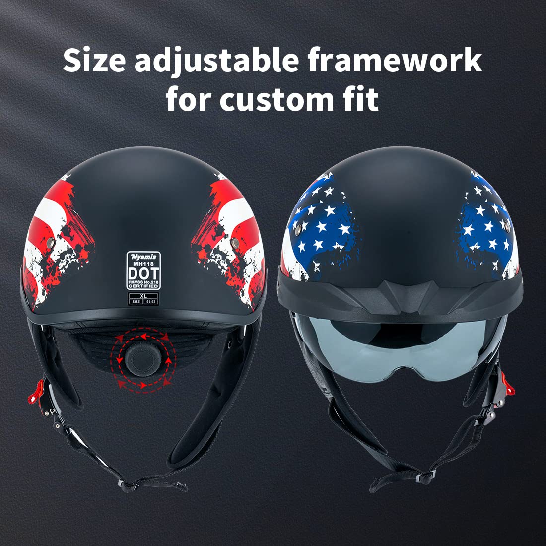 Snapklik.com : Myamis Half Helmet Motorcycle Men Women Dot Approved ...