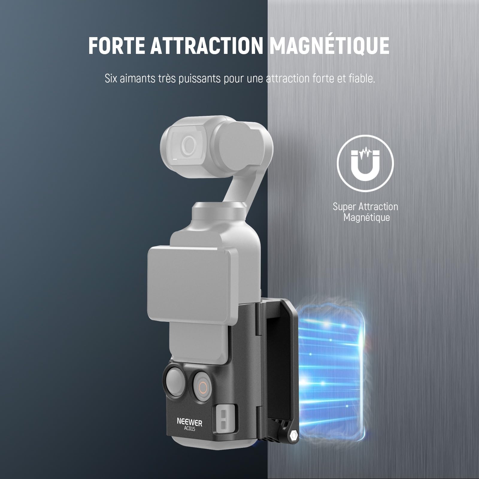 NEEWER BASICS Supporto Magnetico Compatibile con DJI Osmo Pocket 3 e Creator Combo, Staffa Adattatore di Espansione Accessori, Supporto Fotocamera in Plastica Inclinabile 180° con Panno Pulizia, AC015