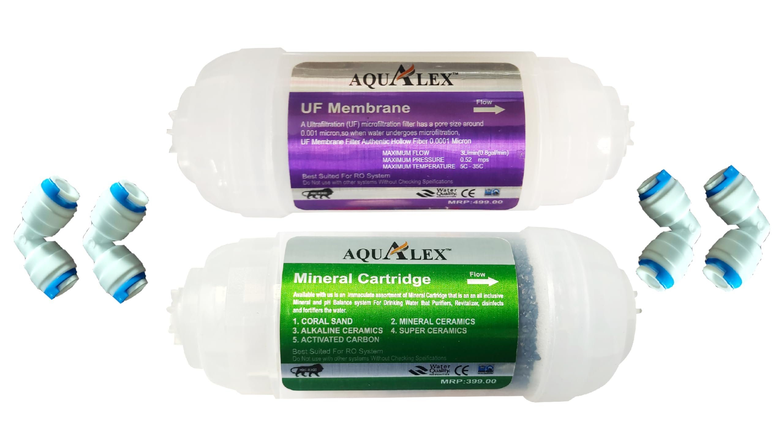 Aqualex,Pokar RO, Aqualex, Pokar RO Combo of 4-inch UF Membrane Hollow Fiber 0.001 Micron, 4" 5 Stage Mineral Cartridge and 4-Piece Push fit Elbow Suitable for RO Water Purifiers-image-23