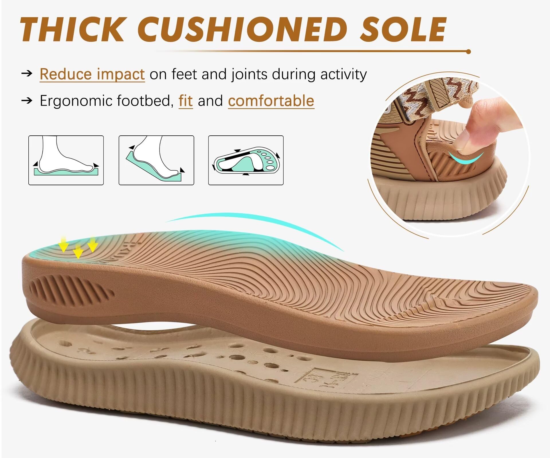 KuaiLu Sandalen Damen Trekking Komfortable Orthopädische Trekkingsandalen Sport Outdoor Wandersandalen Leicht Offen Zehen Outdoorsandale Verstellbare Klett Sportsandalen