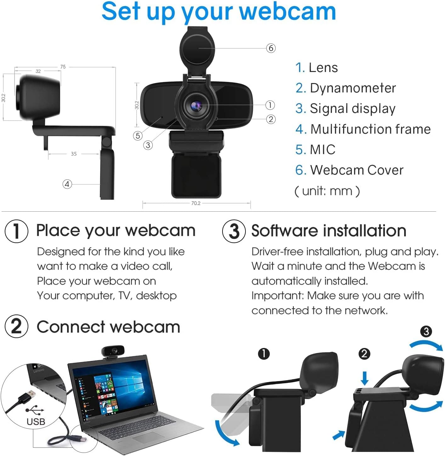 Flаѕh Sаlе LarmTek Computer Camera with Privacy Shutter,PC Camera with Microphone,USB Webcam Stereo Audio Support Recording and Video Calling,Mini Plug and Play for Conference