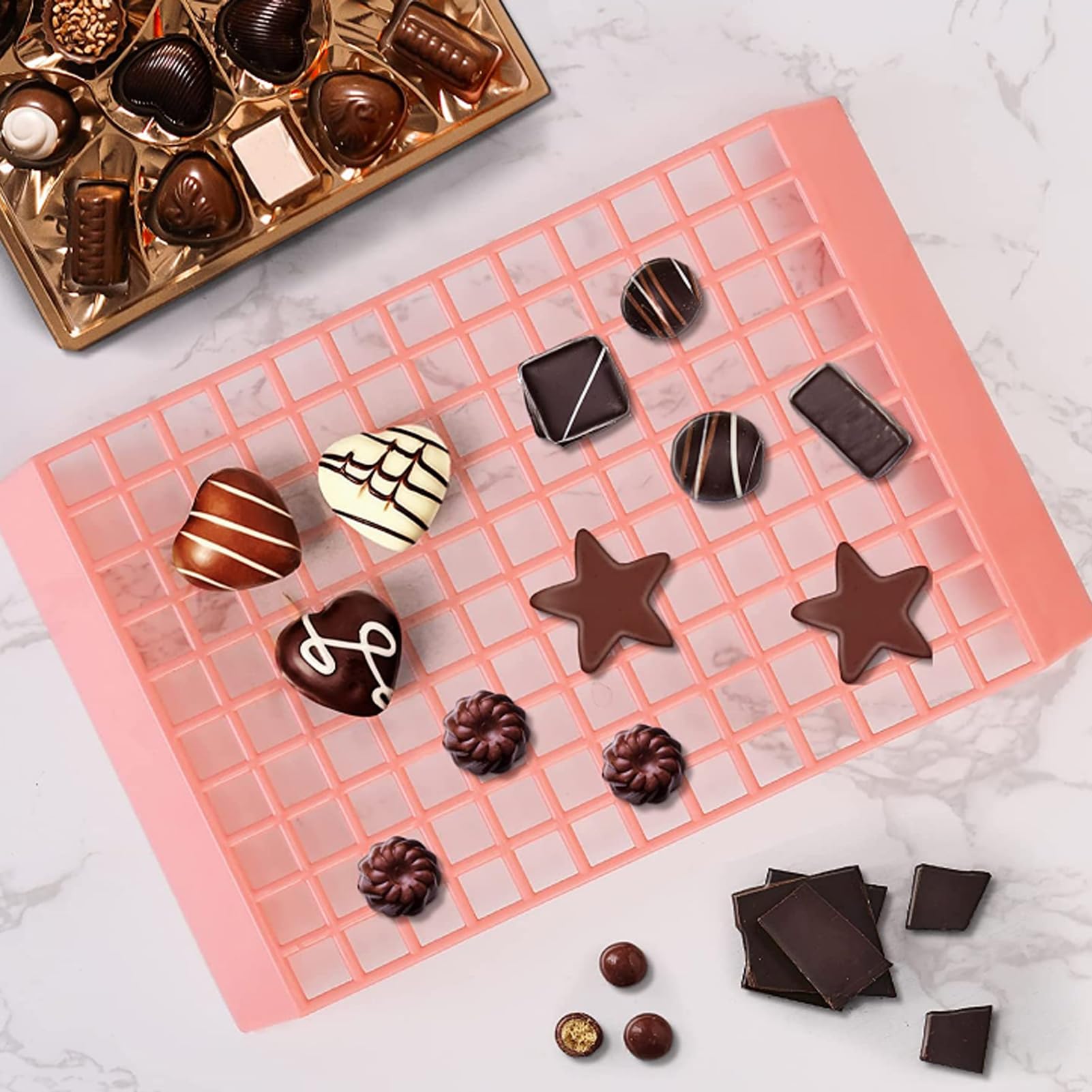 Set per Doppia Fonduta di Cioccolato Elettrico, Sciogli Cioccolato Elettrico Piccolo Bagnomaria per Cioccolato con Set di Stampi Fai-Da-Te per Cioccolato Caramella Burro Formaggio Caramello (EU-Rosa)