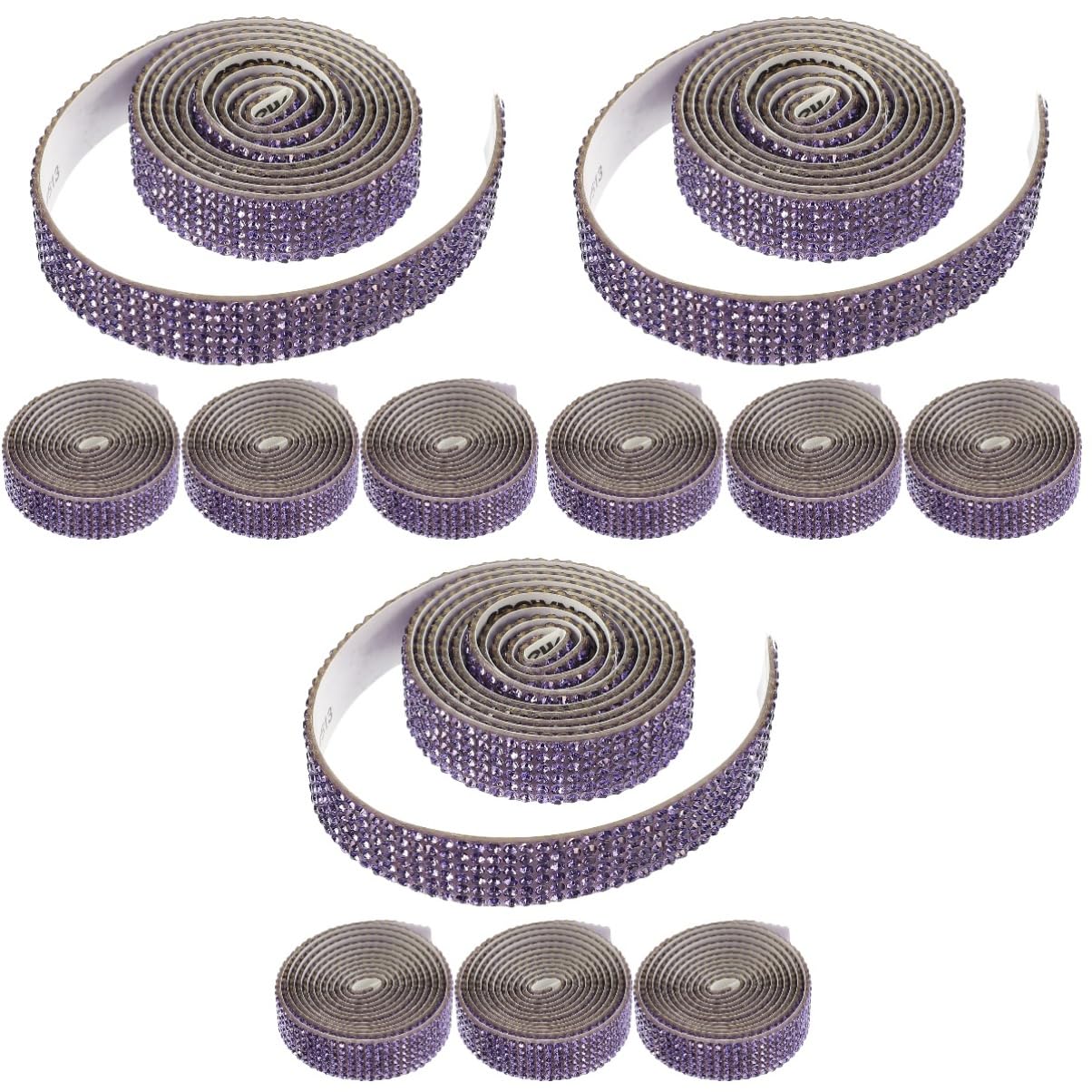 SHINEOFI 12 Rolek Klej Rhinestone Naklejki Smycz Samochodowa Dla Nowożeńców Pas Aplikacja Bling Rhinestone Naklejki Akcesoria Samochodowe Dekoracje Ślubne DIY Self Panna Młoda Fioletowy