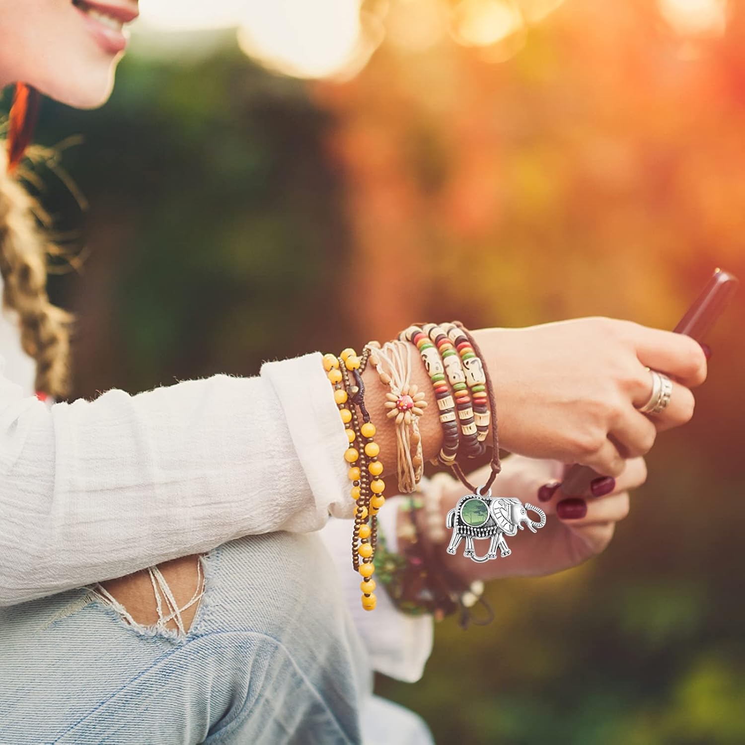 10pcs Antique Silver Elephant Pendant Trays Alloy Elephant Charms Blank Bezel with 10pcs Clear Glass Cabochons Dome Tiles Memorial Photo Charms for Cameo Pendants Jewelry Making Decor - Image 6