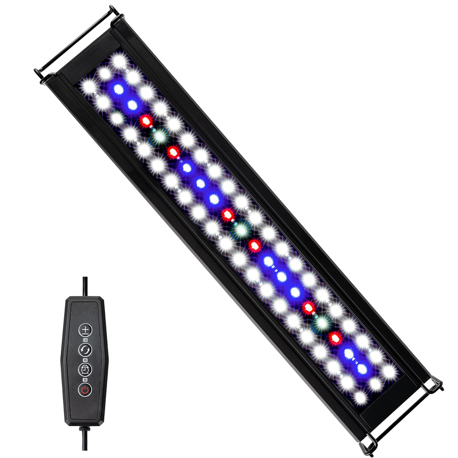 JZLIFE LED Aquarium Light with Aluminum Alloy Shell Extendable Brackets,Full Spectrum Fish Tank Light with Timer&DIY Mode