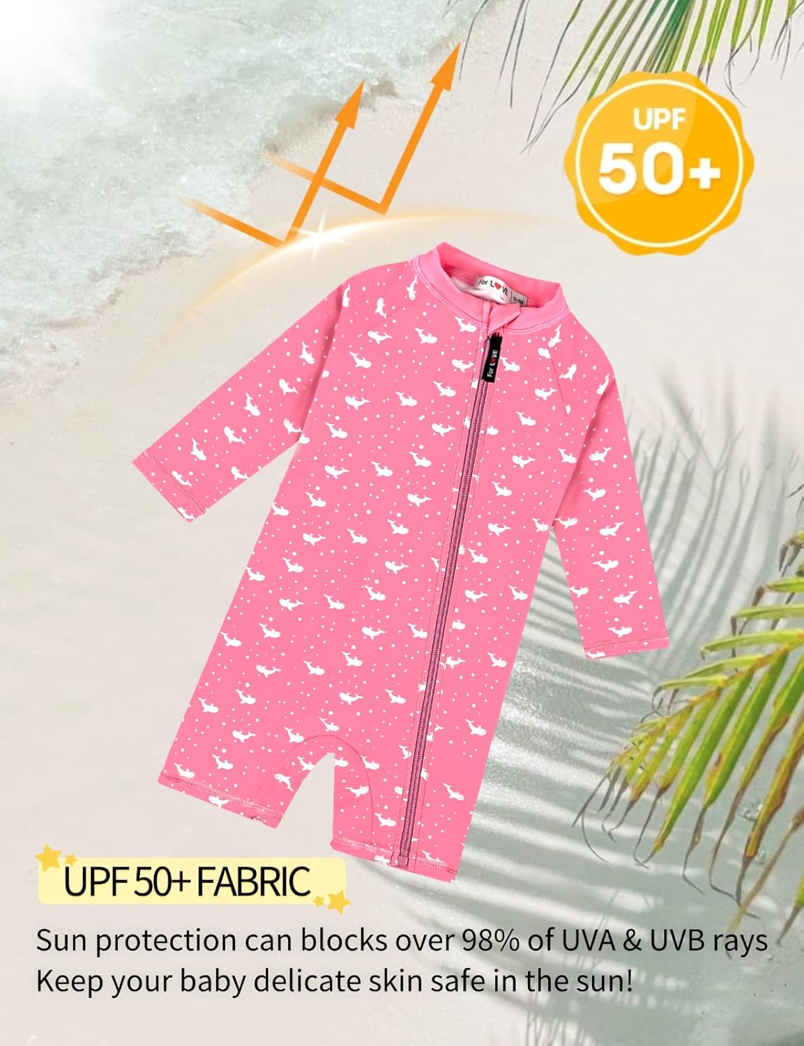 weVSwe Baby Swimsuit UPF 50+ UV Protection Long Sleeve Toddler Rash Guard Infant Bathing Suit with Zipper Beachwear 0-3 Years - Image 3