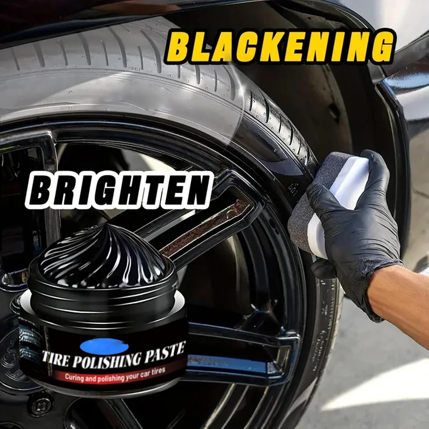 Peiiwdc Automotive Tire Brightening Coating Cream Rubber Wheel Shines Gloss Restorer Cream Car Tyre Polishing Tire Polishing Waxing