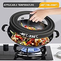 Vista 7 de Cubierta para salpicaduras de microondas, cubierta plegable de silicona para plato de microondas con vidrio para alimentos, tapa protectora de Negro