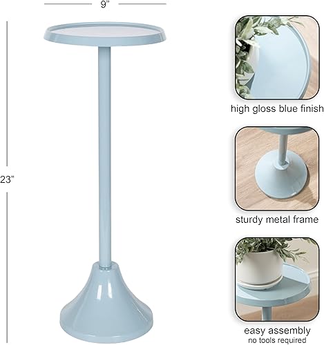 Miniatura 44 de Kate and Laurel Sanzo - Mesa moderna de pedestal para bebidas; 9 x 9 x 23; latón antiguo y negro; mesa auxiliar decorativa con mesa martillada para