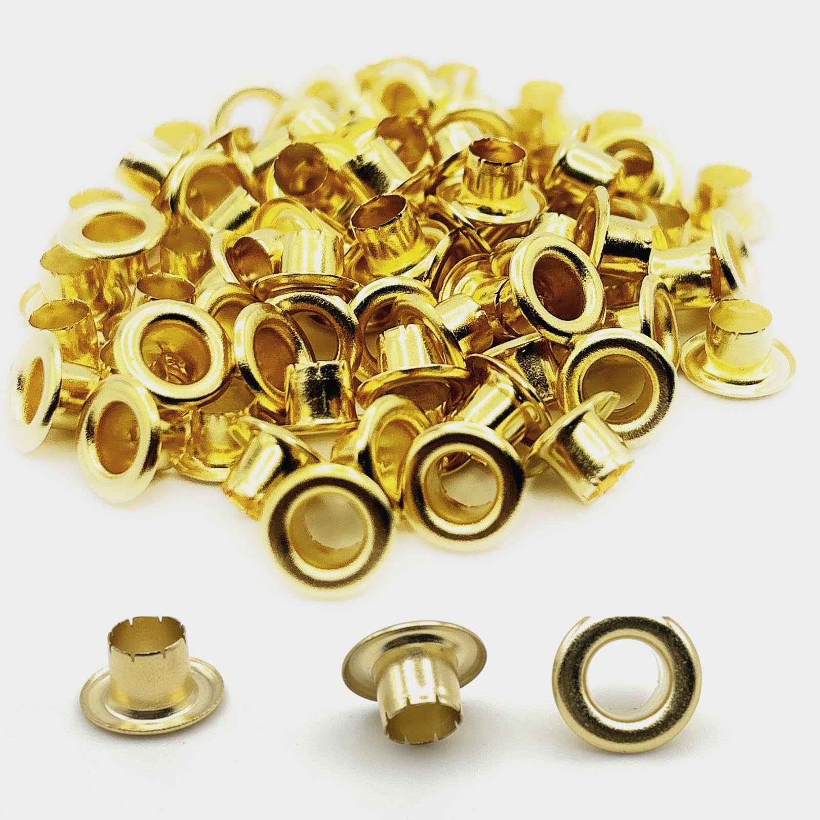 Amazon.co.jp: ハトメ 片面 4mm ゴールド 100個 手芸 補修 革 帆布対応