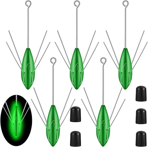 Miniatura 10 de Libima Sputnik Sinker - Pesas de araña de cola larga Sputnik para pesca de pez gato, pesca de mar, arena, océano, playa, verde