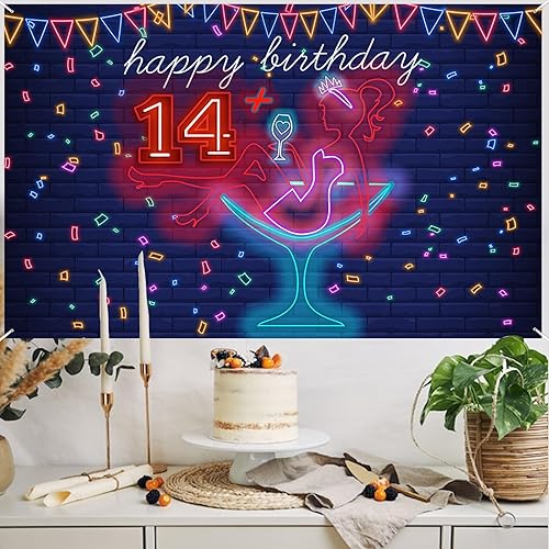 Miniatura 7 de Cartel de neón con texto en inglés Happy 13 Birthday Girl Happy 13 Years - Cartel de fondo para decoración temática de spa para niñas, mujeres,