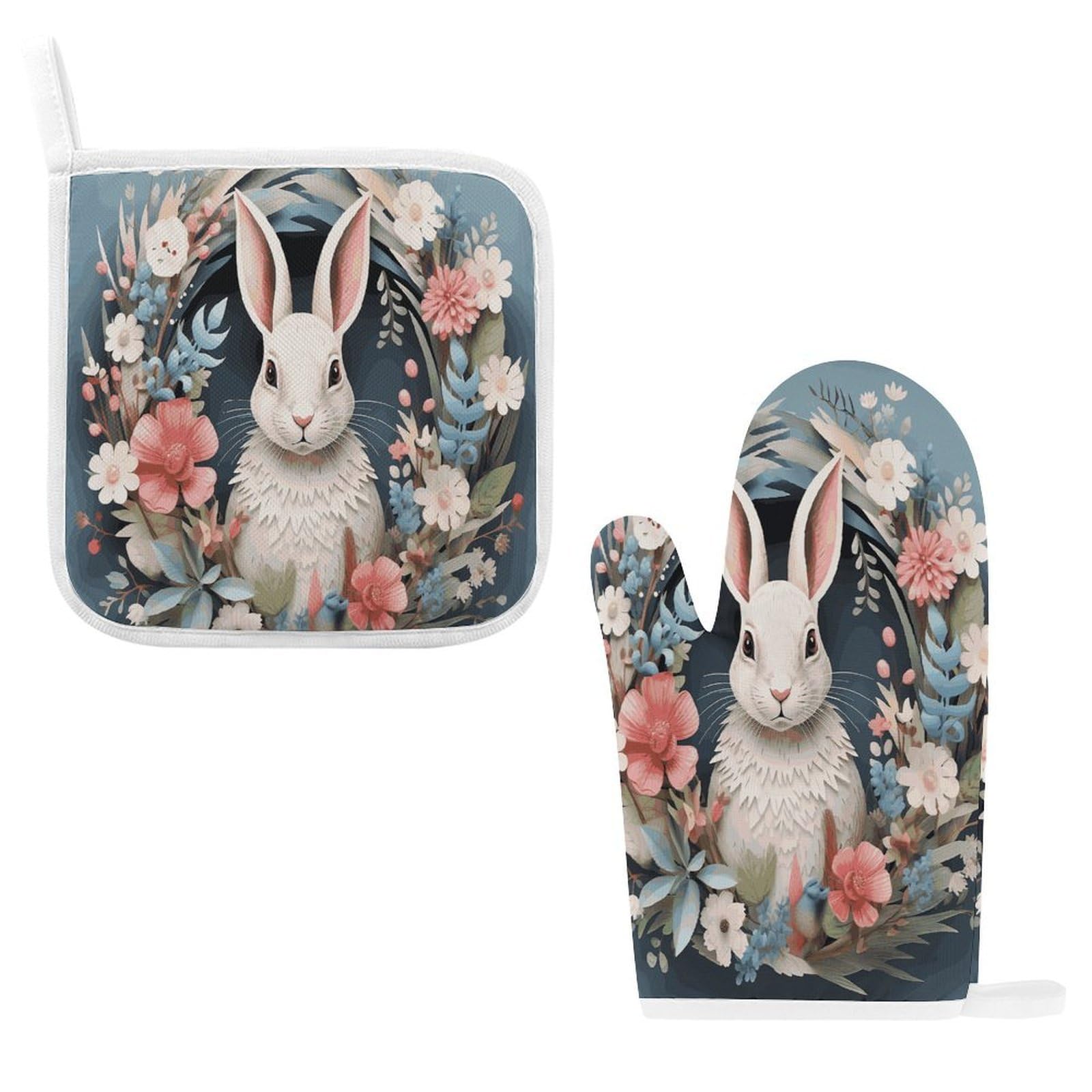 Fodpand Style Easter Wreath With Rabbit Oven Mitts And Pot Holders Sets