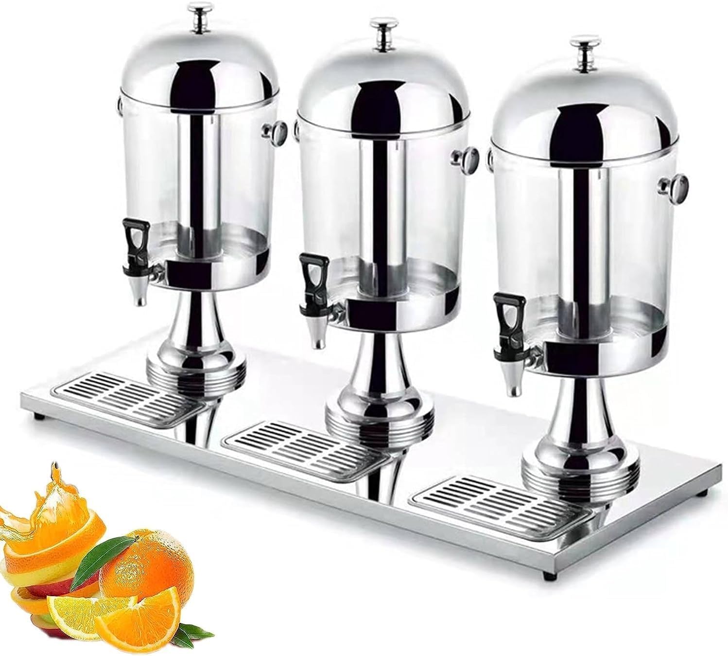JYBNBBE Drink Dispenser with tap, 8/16/24L Tanks Juice Dispenser, Juice Machine, Stainless Steel Beverage Dispensers, for Restaurant Hotel (Silver 24L)