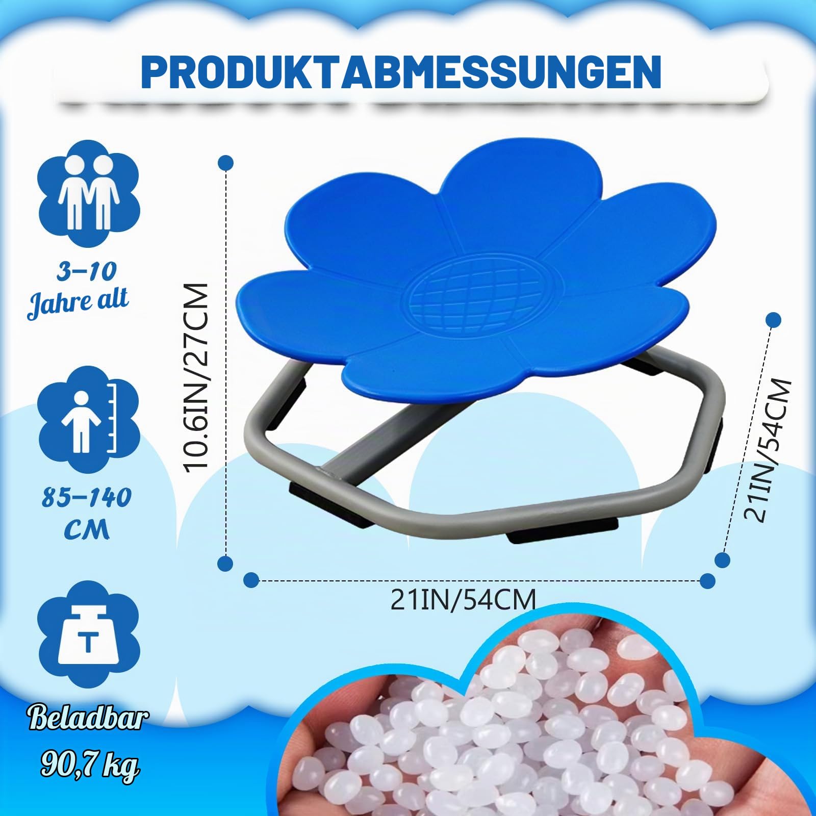 Karussell Kinder-Drehstuhl 360°,Balance Drehhocker zur Förderung von Koordination & Gleichgewicht,Sensorikspielzeug für Jungen/Mädchen,Ideal bei Autismus & ADHS (Blau)