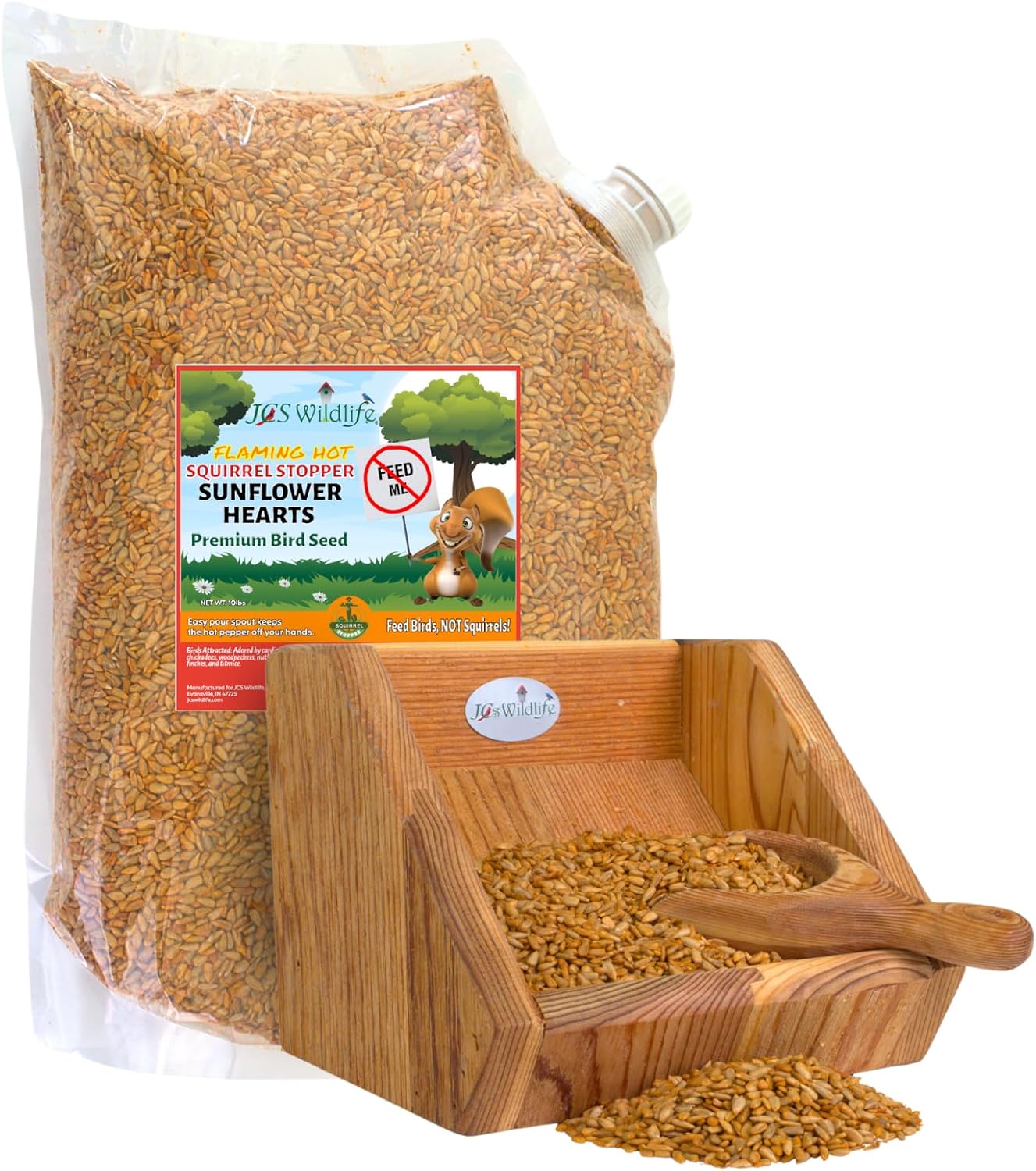 JCs Wildlife Squirrel Stopper Sunflower Hearts 10lbs Loose Seed Bag