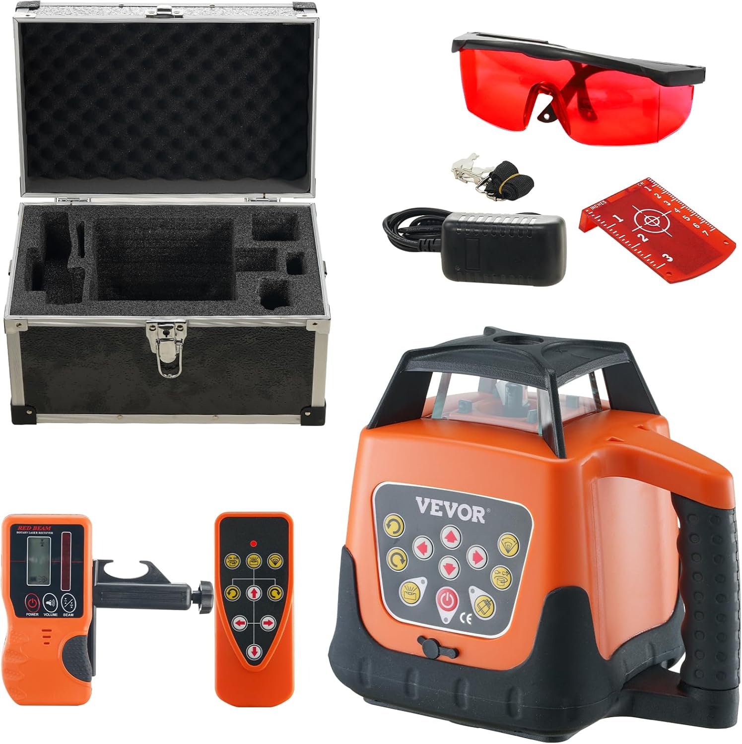 VEVOR Laser Level 1650ft, 360 Degree Self Leveling Red Cross Line Laser, 5 Rotation Speeds  4 Scanning Angles Adjustment, IP66 Waterproof Remote Control Manual Self-leveling Mode, Battery Included