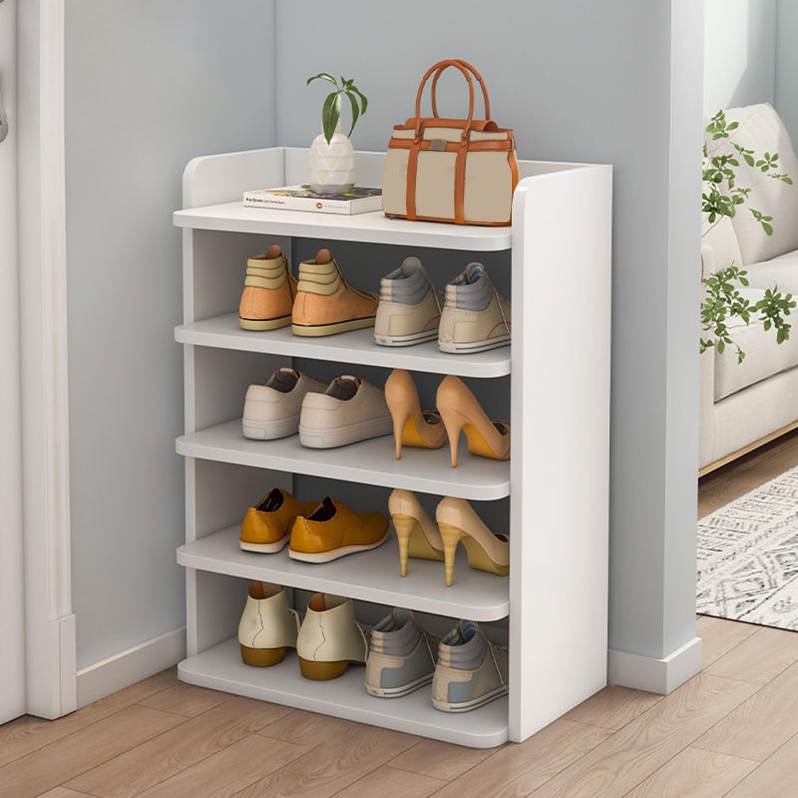 SLEEPHEAD® Shoe Rack, Shoe Storage Cabinet, Wood Shoes Organizer for Entryway, Modern Furniture, Narrow Standing Shoes Shelf for Living Room, Closet, Bedroom. (white-72 * 42 * 26cm)