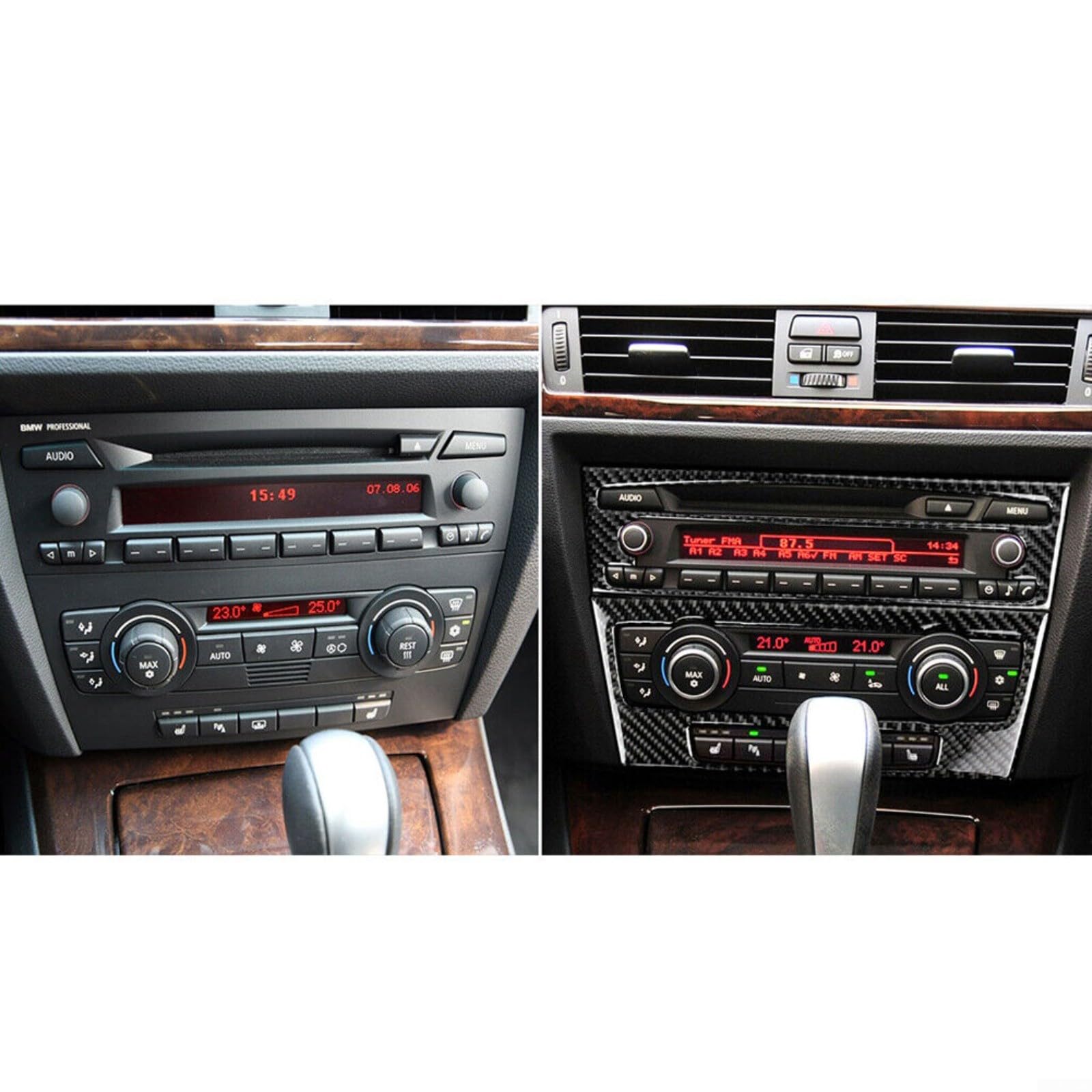 Pannello di controllo CA in fibra di carbonio per BMW Serie 3 E90 E92 E93 2005-2012 Nero Interno
