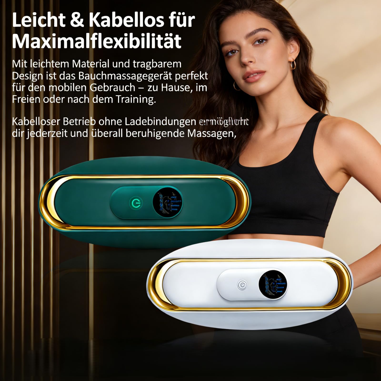 SlimKern Bauch Lipo Fettverbrenner-Elektrischer Kabelloser EMS-Gürtel mit Wärmetherapie Zweistufiger Vibrationsmassage Bauchweggürtel Bauchmuskeltrainer für Damen Ideal für Zuhause,Büro Reisen
