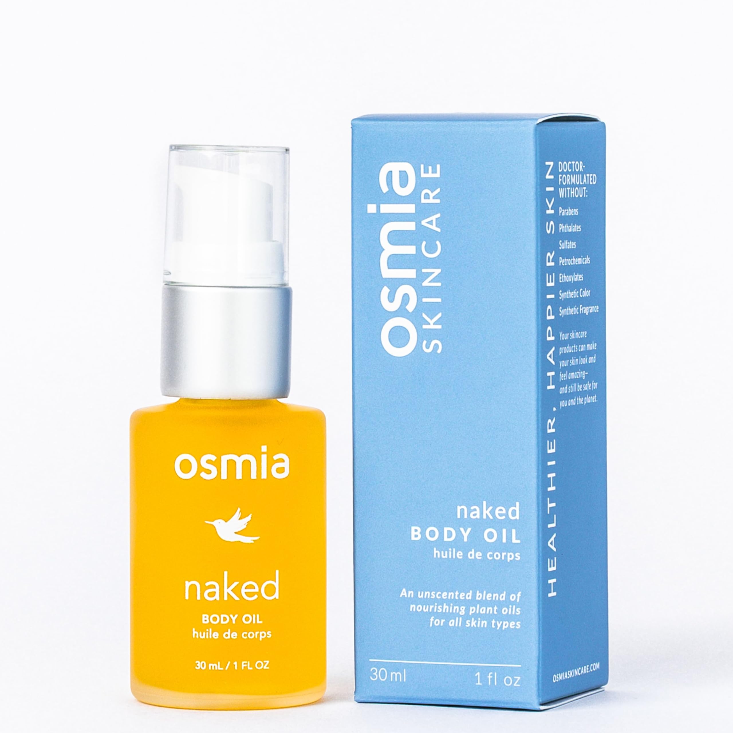 Osmia Skincare - Natural Naked Body Oil | Rosehip, Borage, + Sweet Almond Oils | Soften, Smooth, Nourish | Clean Beauty For Healthy Skin (1 fl oz | 30