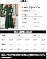 Vista 5 de OUGES Vestido largo de manga larga con cuello en V para mujer, con bolsillos, ropa de maternidad, vestidos de lactancia
