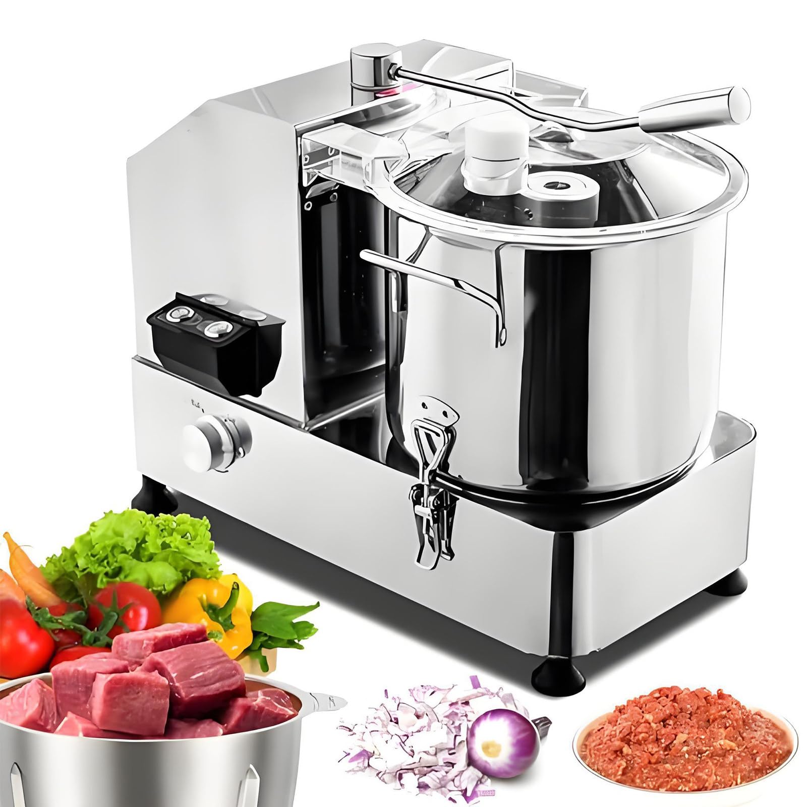 Picadora eléctrica de alimentos con control de velocidad variable, cortador de verduras multifunción para restaurantes y camiones de comida