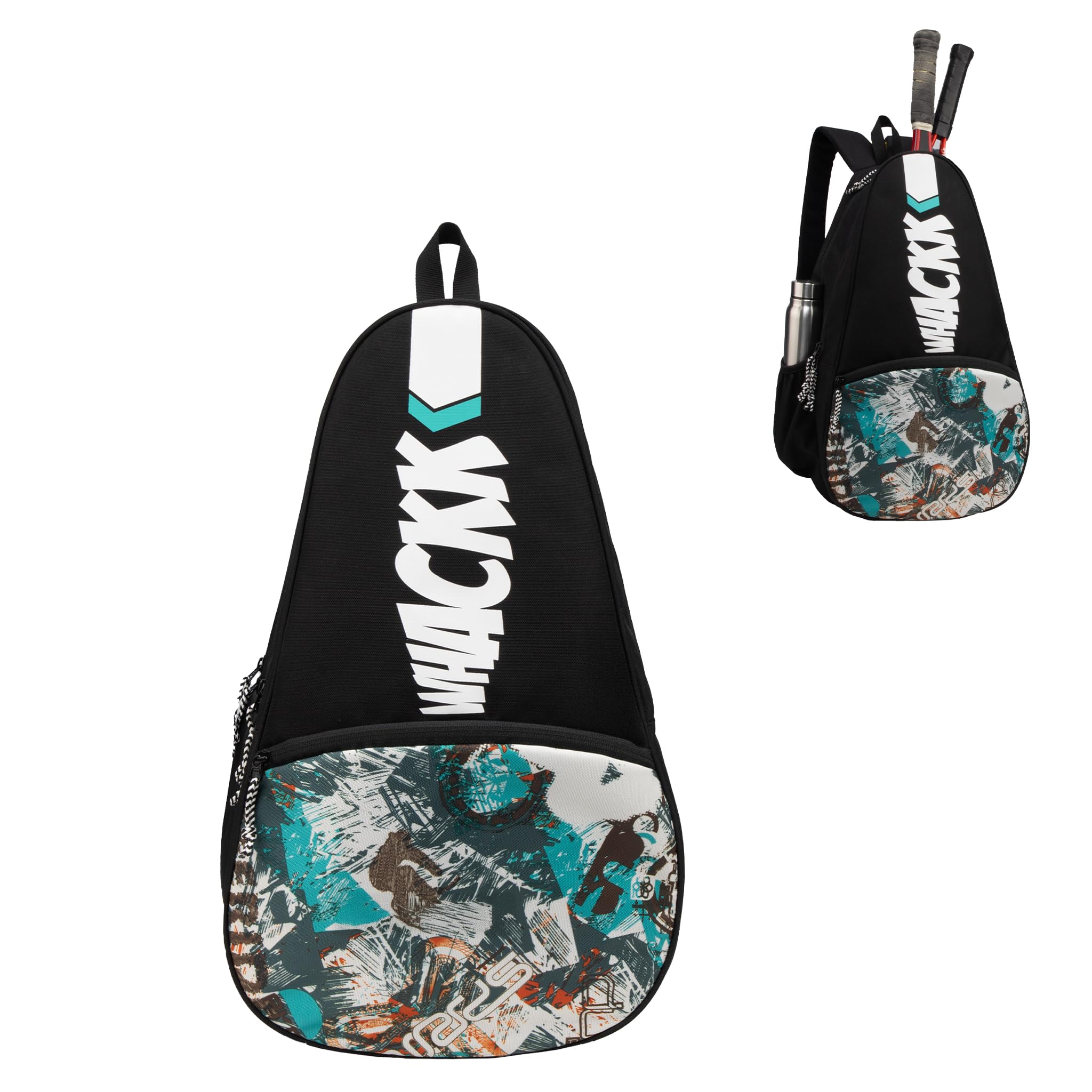 WHACKK Ace 28L Unisex Lightwieght Stylish Tennis Badminton Squash Equipment Kit Bag | Shuttle Bag |Shoe Pocket|Backpack Style | Spacious Storage Compartment|Rackets Tennis-6 Badminton-8 (Printed)