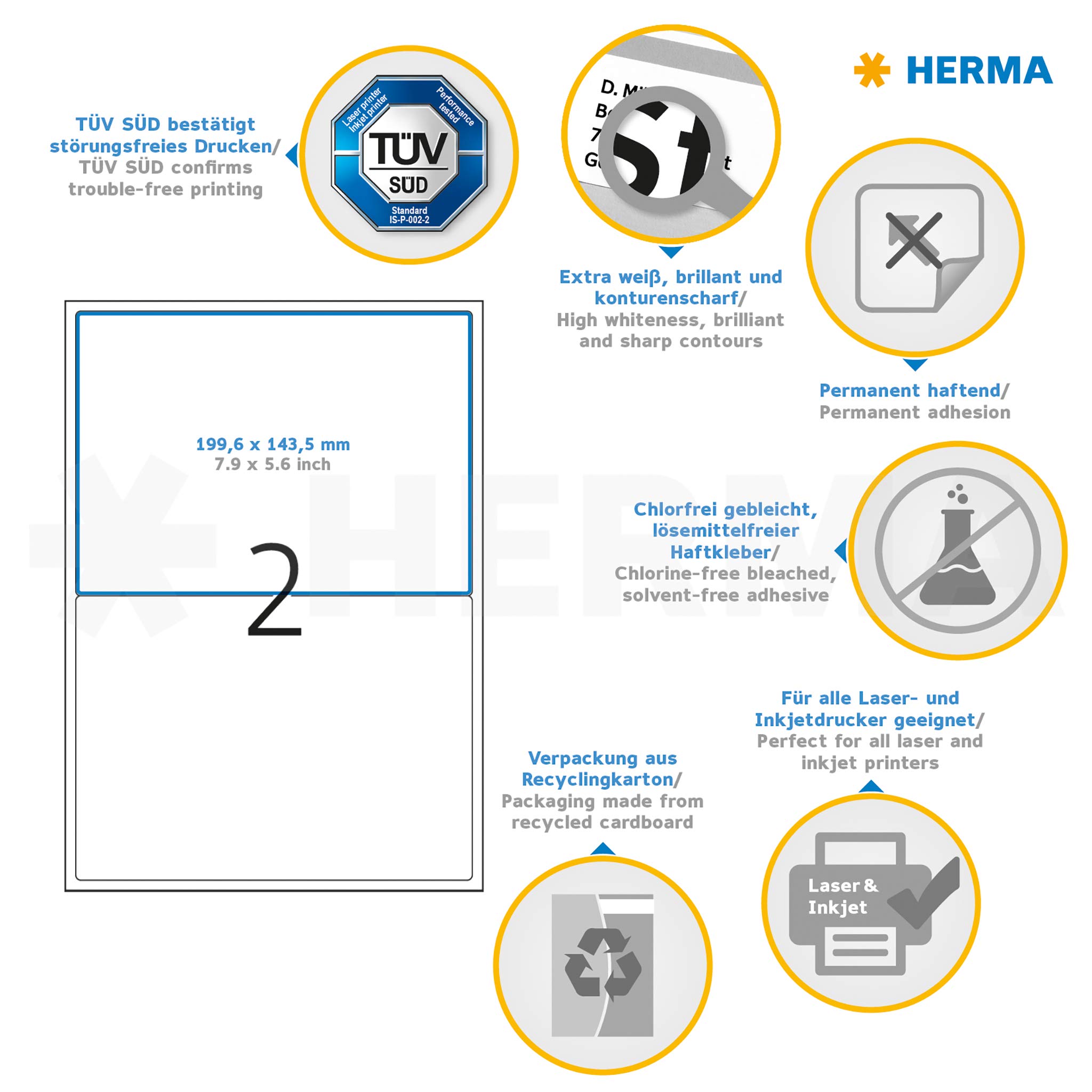 Etichette Adesive HERMA A4 - 25,4x16,9 Mm, 112 Etichette Per Foglio, Bianche, Per Stampante - Foto 8