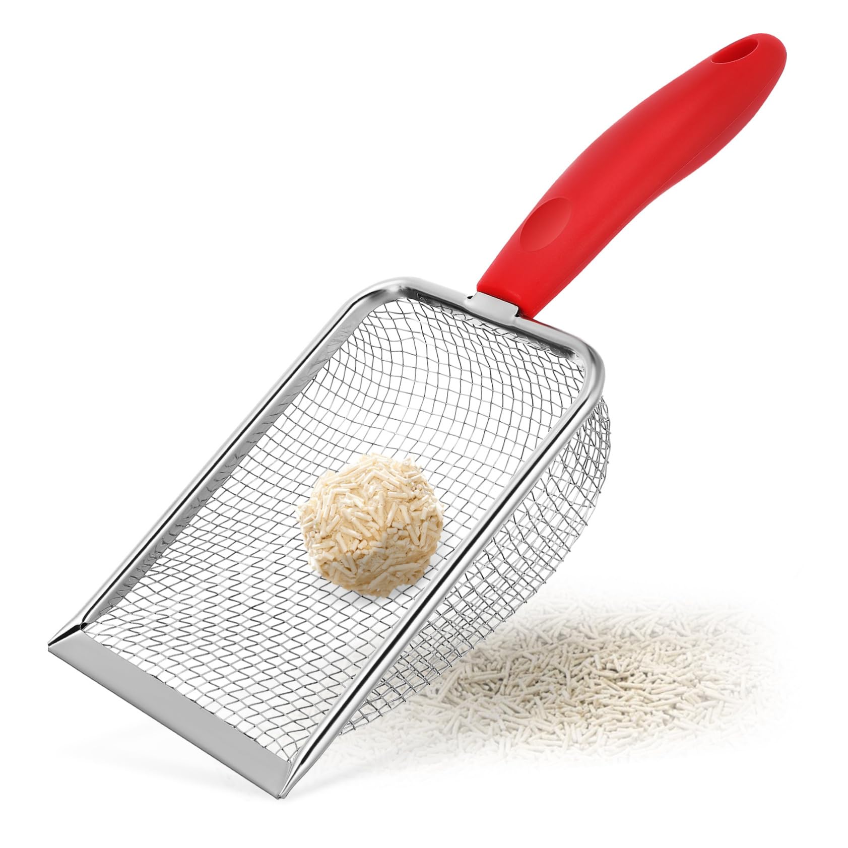 Abaodam Pet Litter Scooper Durable Stainless Steel Mesh Scoop with Ergonomic Handle for Effortless Waste Removal Easy Clean Tool for Cats and Kittens