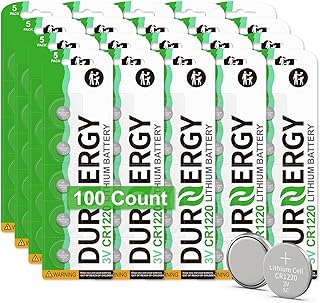 CR1220 3V Lithium Battery 100 Pack, Key Fob Watch Battery CR1220 Lithium Coin Cell