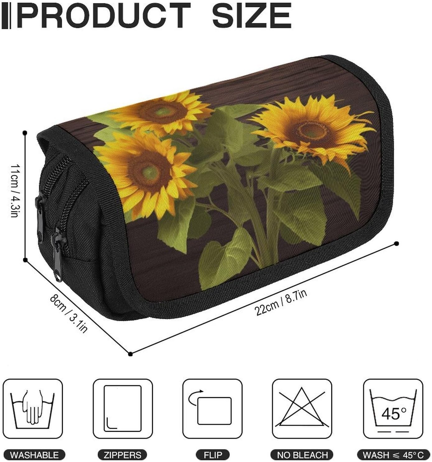 Sunflower Plant Pencil Case Big Capacity Pencil Pouch image 2