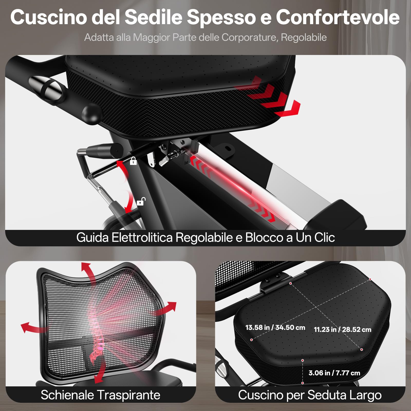 JOROTO JH50 Cyclette Orizzontale, Cyclette da Seduta Bluetooth con App, 16 Livelli di Resistenza Magnetica, Sella e Schienale Regolabili Fino a 182KG, Display LCD, Sensori di Frequenza Cardiaca