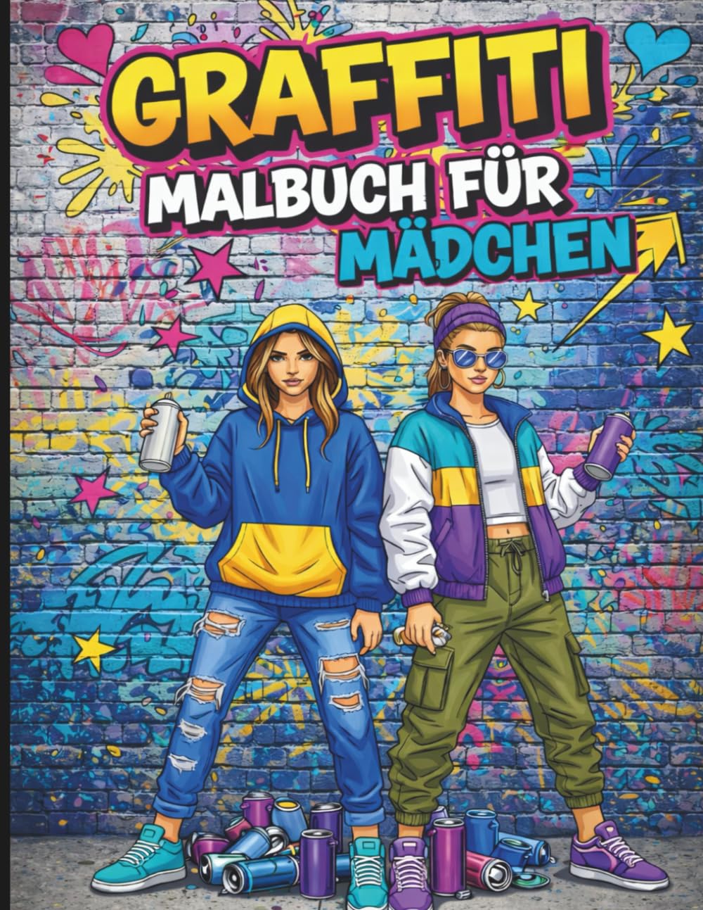 Graffiti Malbuch für Mädchen: 50 coole Street Art Motive & kreative Designs zum Entspannen für Teenager und Erwachsene