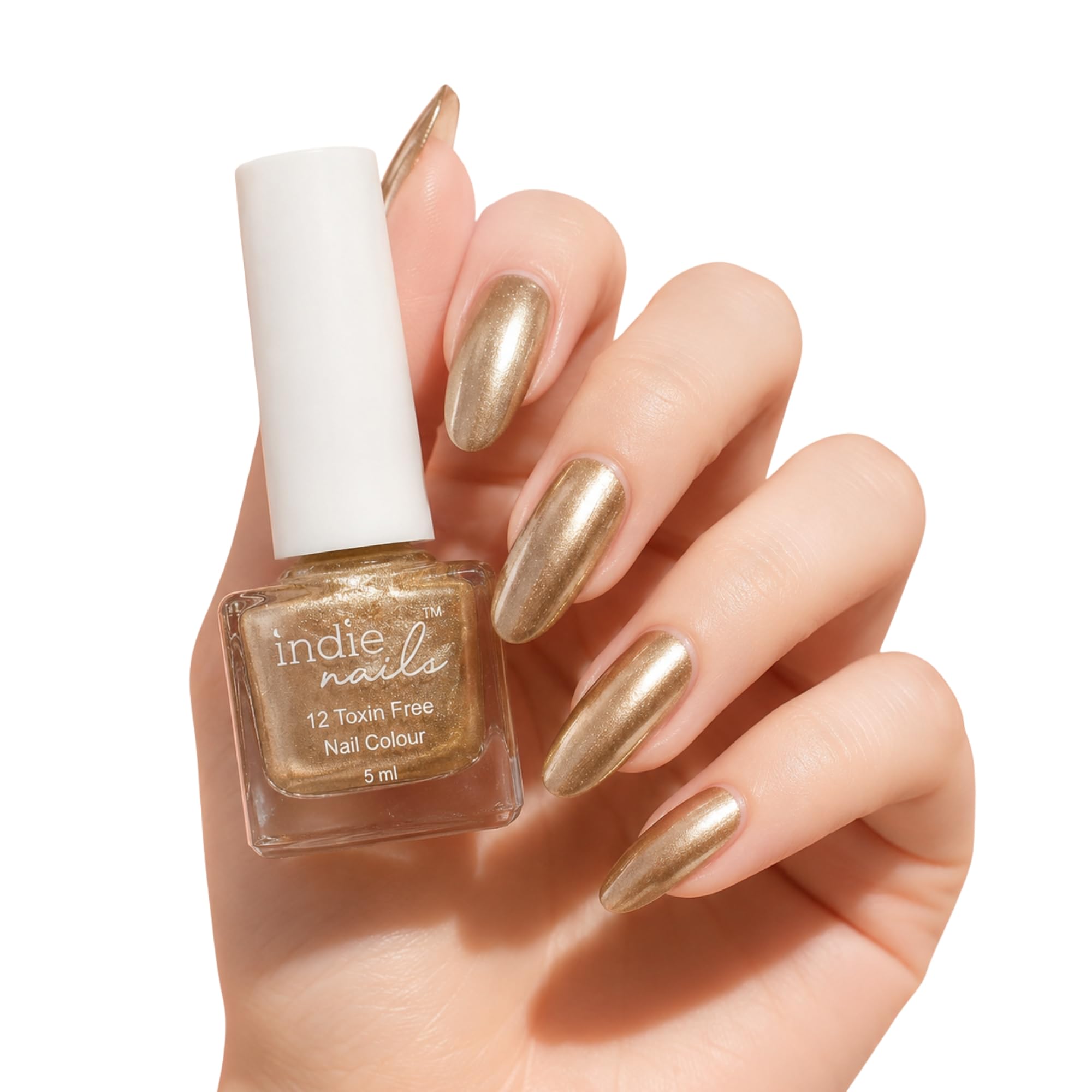 Indie Nails Nail Polish Solar Light - Metallic Gold Finish Long-Lasting, High-Shine Finish | Chip-Resistant & Quick-Drying Formula | Vegan & 12-Free Nail Paint For Women 5ml-image-0