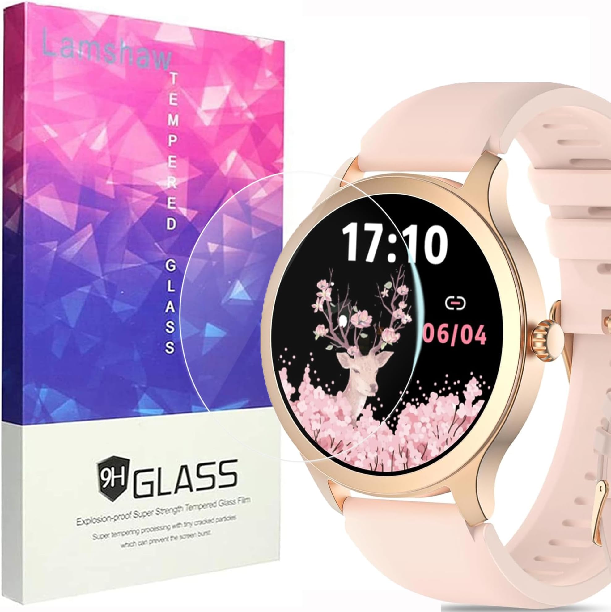 Lamshaw Compatible for Tensky LW92 Smartwatch Screen Protector, [3 Pack] 9H Tempered Glass Screen Protector Film Compatible for Tensky LW92 1.32" Smartwatch Smart Ring (3 Pack)