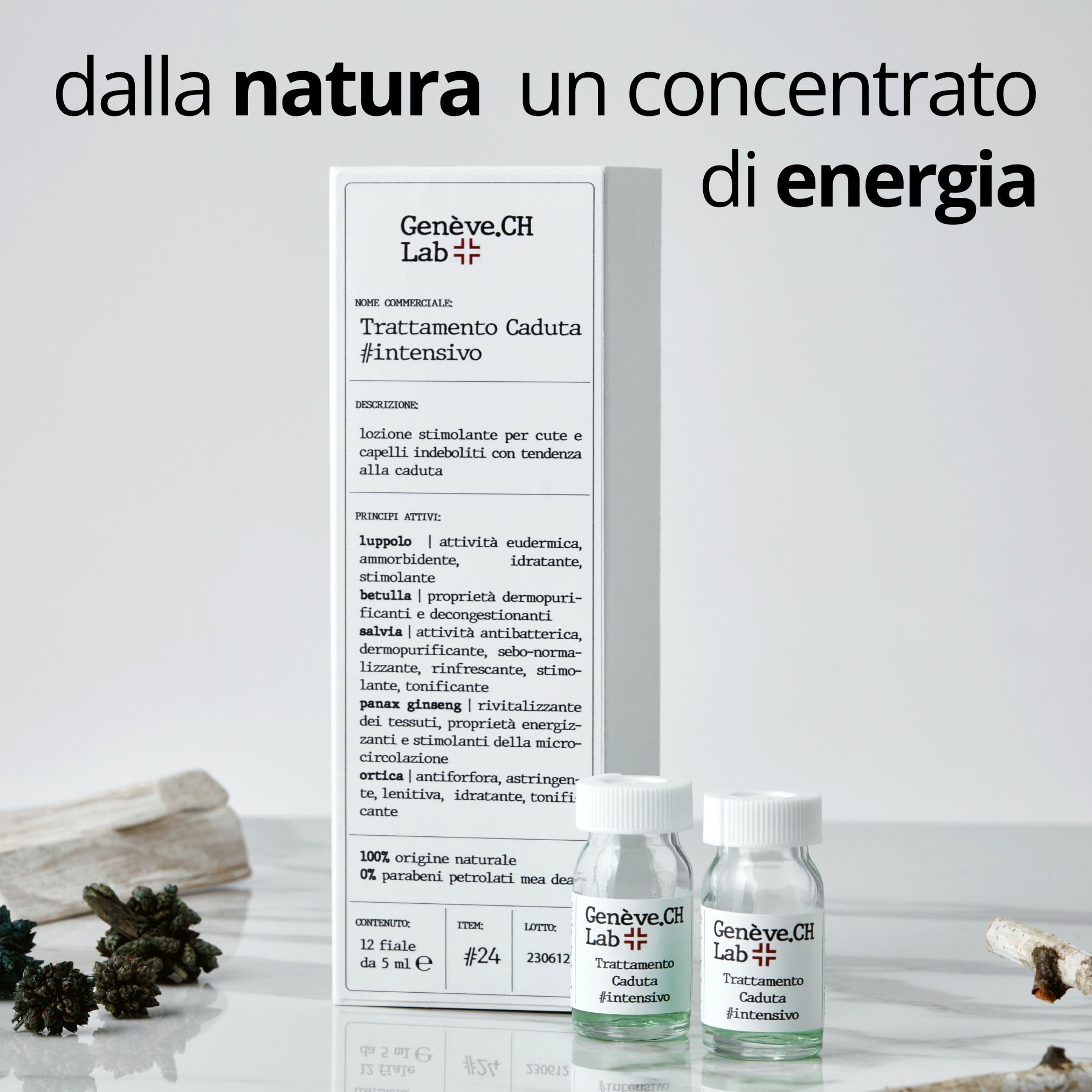 Trattamento Caduta #Intensivo | Lozione Stimolante con estratti vegetali e Ginseng | 12x5ml