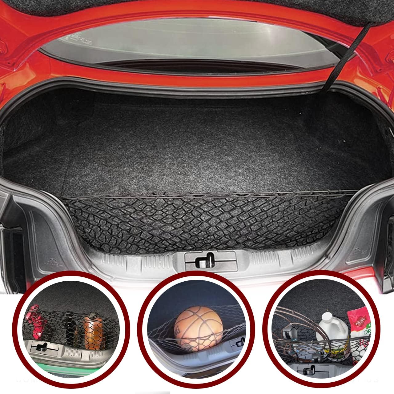 Envelope Style Automotive Elastic Trunk Cargo Net for Ford Mustang 2015-2023 - Premium Trunk Organizer and Storage - Luggage Net for Coupe - Car Organizer for Ford Mustang 2015-2023