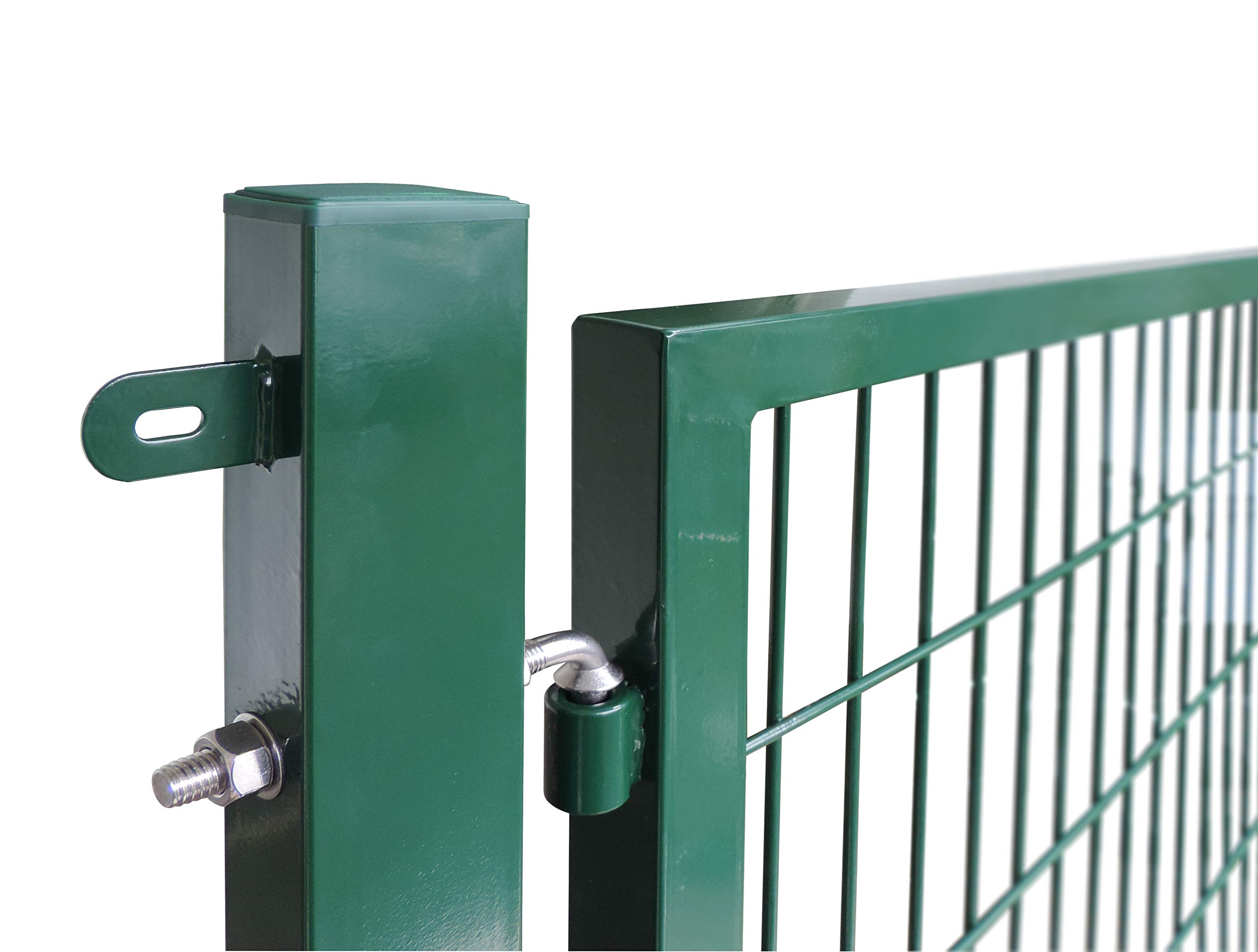 Arvotec Gartentor Easy (kein ausrichten der Pfosten notwendig durch Querverbindung !), BxH 1000 x 800 mm, grün - Tor für Doppelstabmattenzaun - komplett mit Pfosten, Montagematerial & Schloss