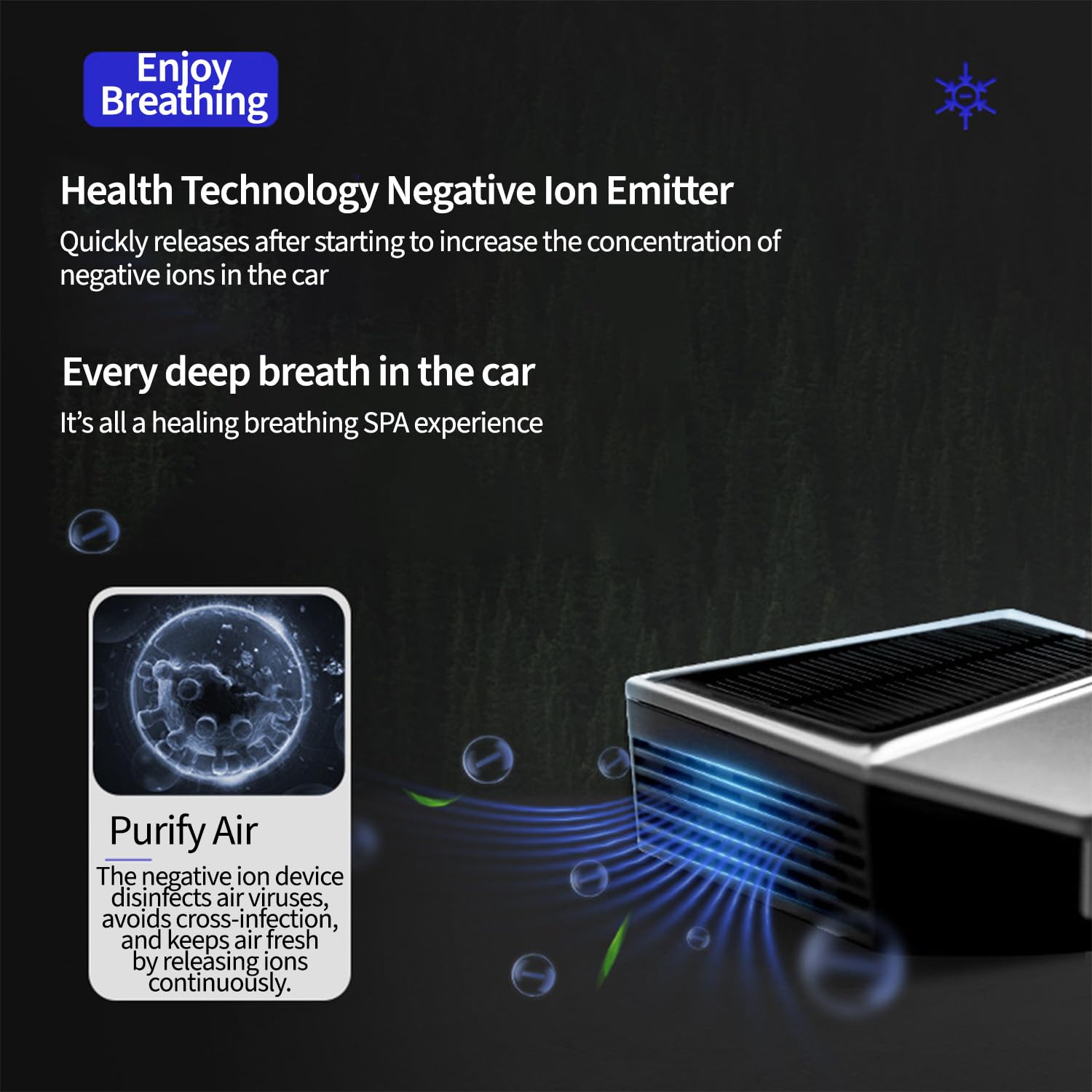Ambientador de aromaterapia para Coche, difusor de Aroma para Coche, difusor de Aroma para Coche Recargable con Panel Solar, difusor electrónico de Fragancia para Coche, difusor de aromaterapia