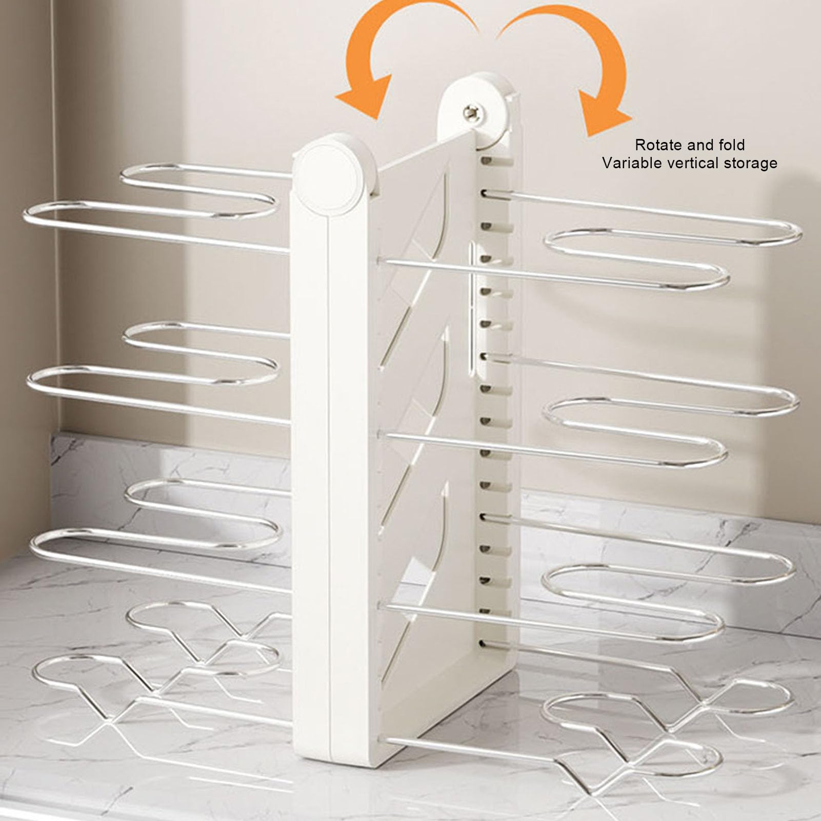Organisateur de Casseroles et Poêles, Support Réglable et Durable pour Armoires de Cuisine, Garde-manger pour Petite Cuisine Familiale (WHITE)