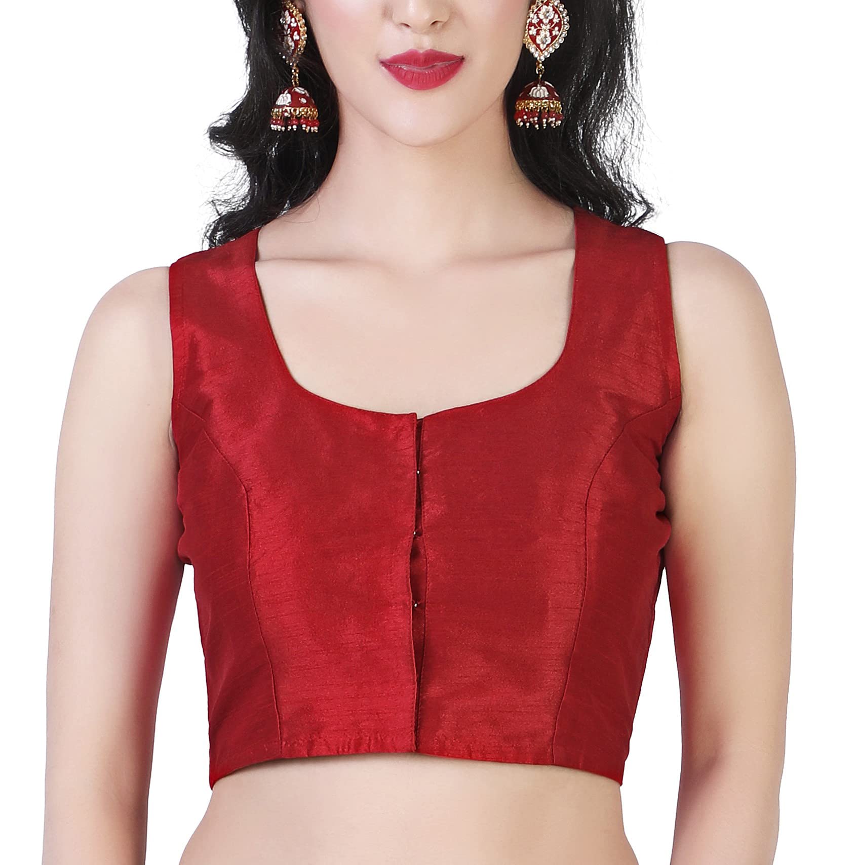 studio shringaar Women's Readymade Polyester Sleeveless Saree Blouse-picture-25