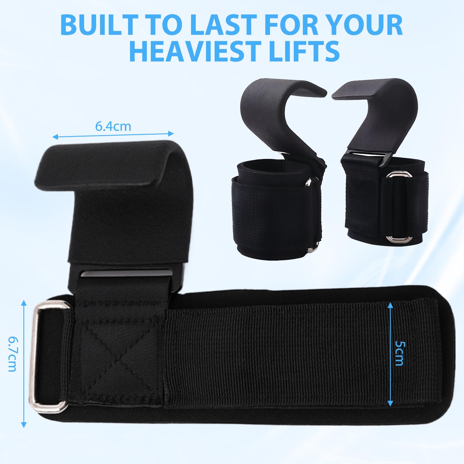 2 Paare Zughilfen Krafttraining, Zughilfe Haken, Lifting Straps, Griffhilfen Kraftsport, für Krafttraining, Bodybuilding, Fitness Unisex (Schwarz)