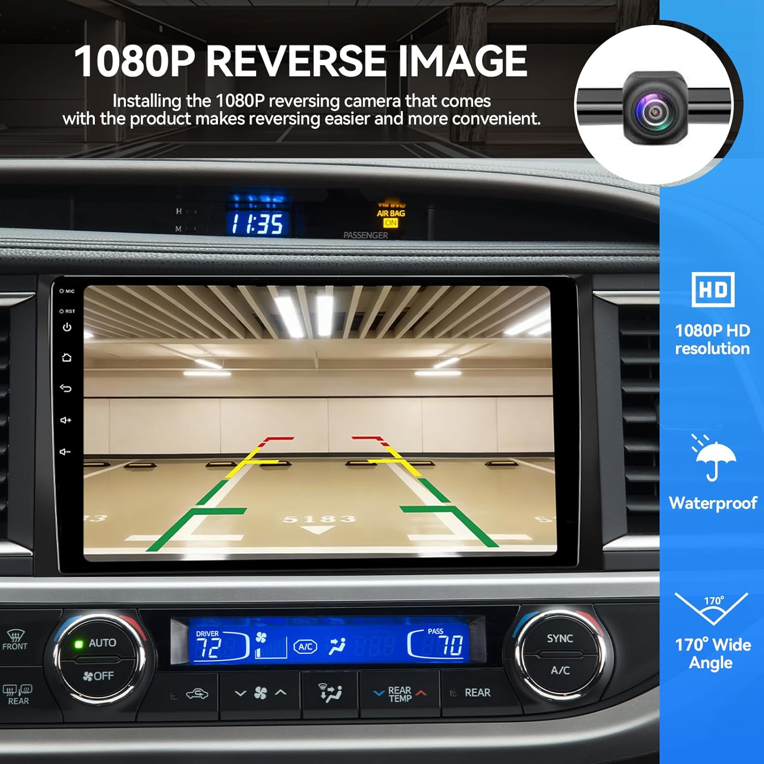 10.2'' Android 13 Car Radio Stereo for Toyota Highlander 2014-2019, Plug and Play Head Unit with CarPlay & Android Auto/1080P Backup Camera/AM FM Radio