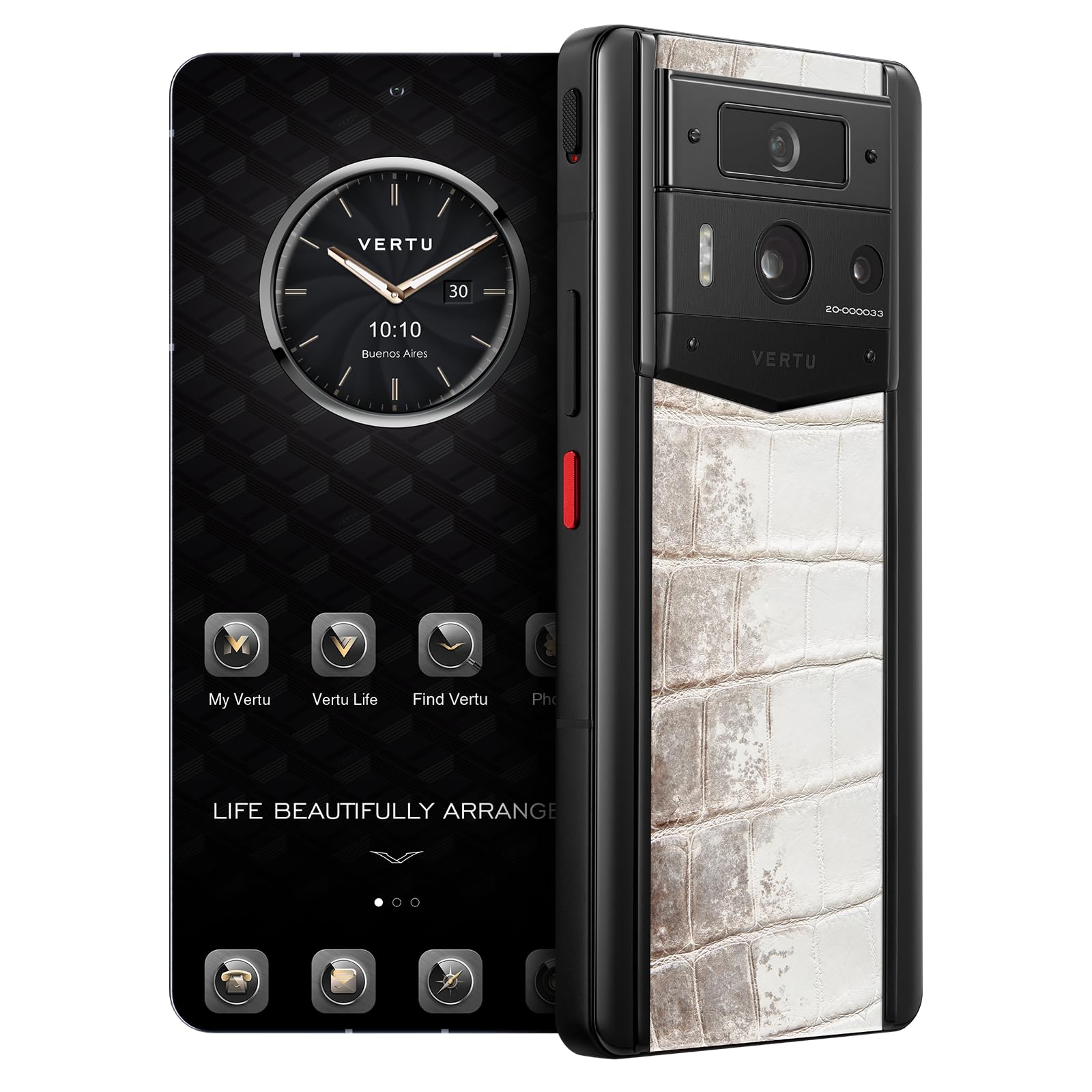 METAVERTU 2 Himalaya Alligator Skin 5G AI Phone, Unlocked Android Web 3.0 Smartphone, 3 Systems, 50MP Camera, 120Hz 1.5K 1260×2800 AMOLED Display, Dual SIM, 65W Fast Charge - Black (1, TB) 1