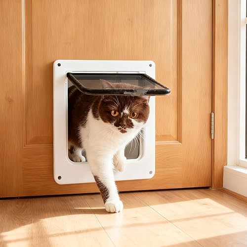 Miniatura 8 de Asixxsix Cat Door for Interior Exterior Doors, 4 Way Locking Pet Door, Weatherproof Cat Flap Privacy Door for Kitten Doggies Up to 25 Lb, Easy