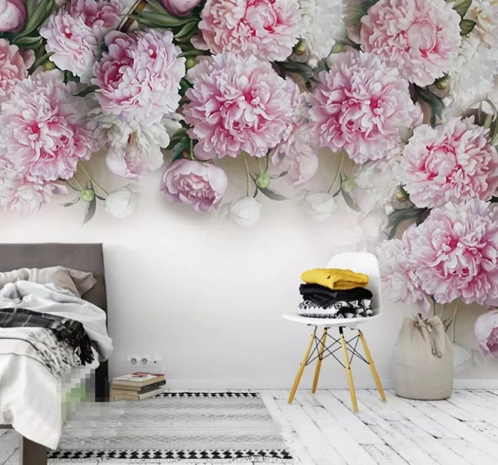 XLMING Three Dimensional Romantic Beautiful Pink Floral 3D Wallpaper Luxury Home Dining Decor Paste Sofa Living Room The Wall for Bedroom Mural-400cm×280cm