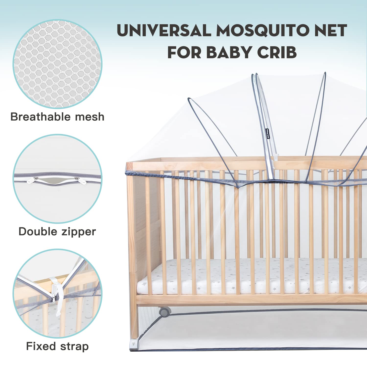 Beberoad Babybett Moskitonetz Insektenschutz Universal Insektennetz Mückennetz für Babybetten/Gitterbetten/Kinderbetten 91 * 145 * 145 cm