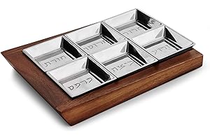 Nambe Holiday Collection Geo Wood and Alloy Seder Plate