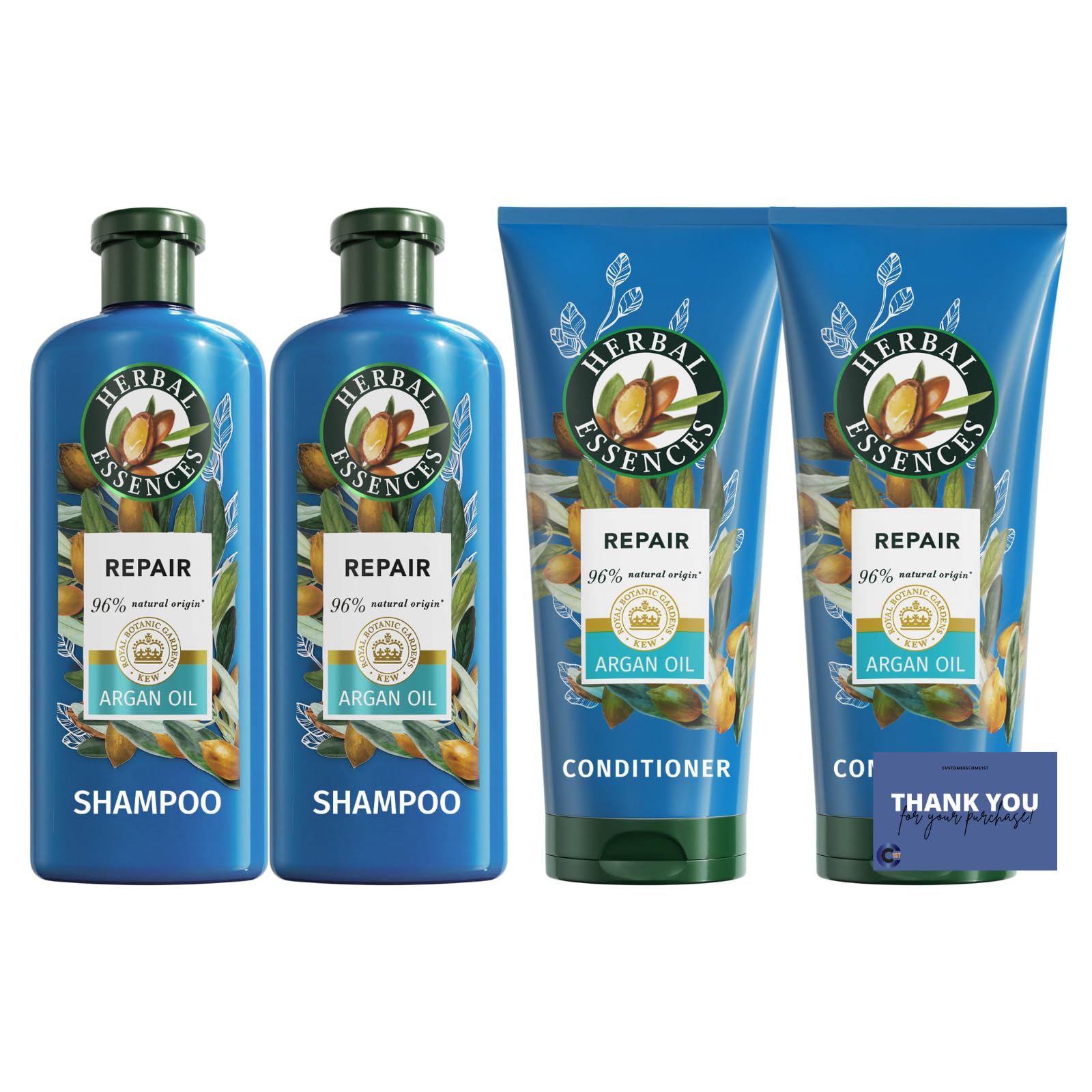 Argan Oil Repair Shampoo 350ml x2 & Conditioner 250ml x2, Hair Care Set for Damaged Dry, or Color-Treated Hair